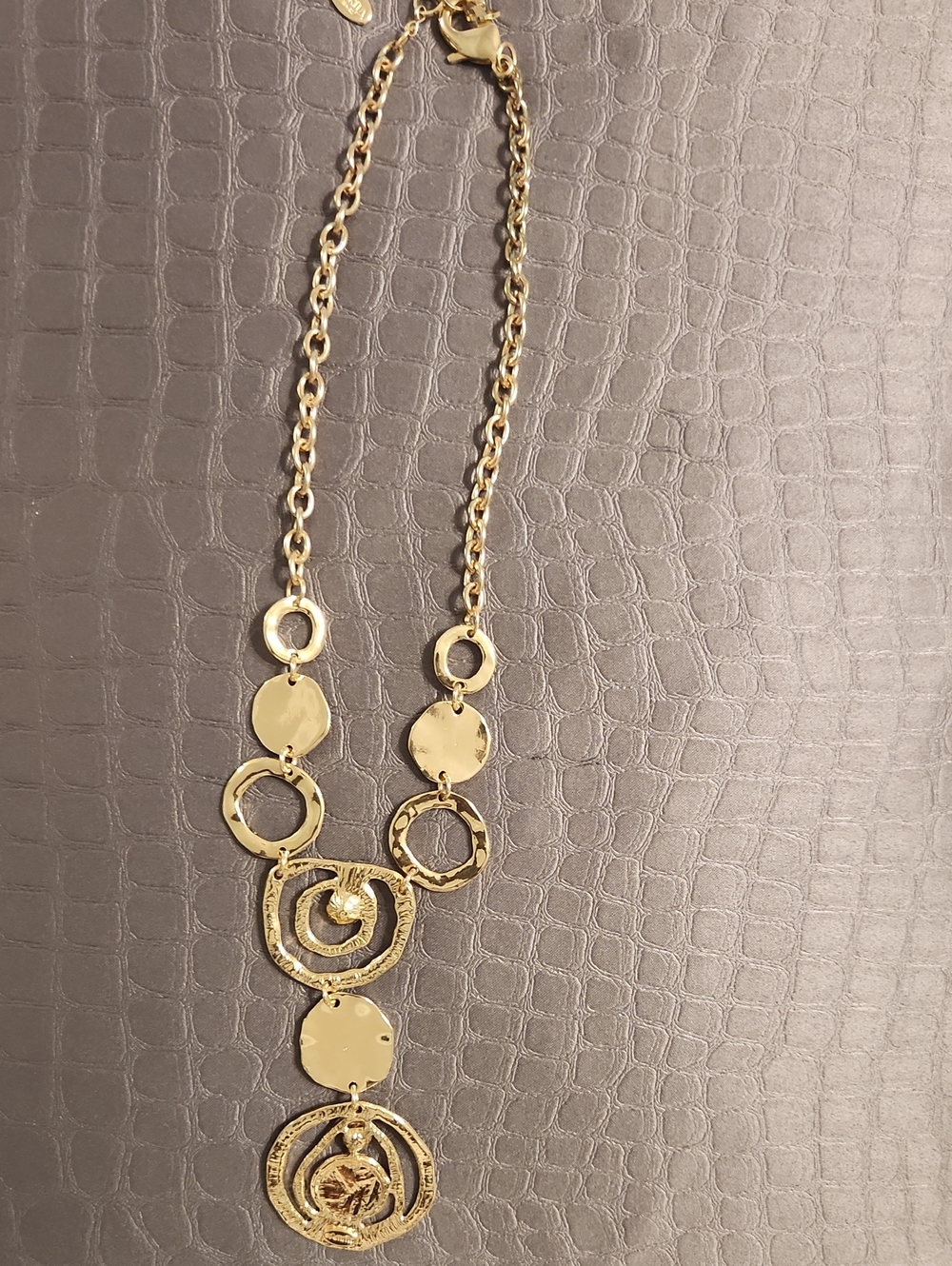 Gold Tone Statement Circle-Link Necklace